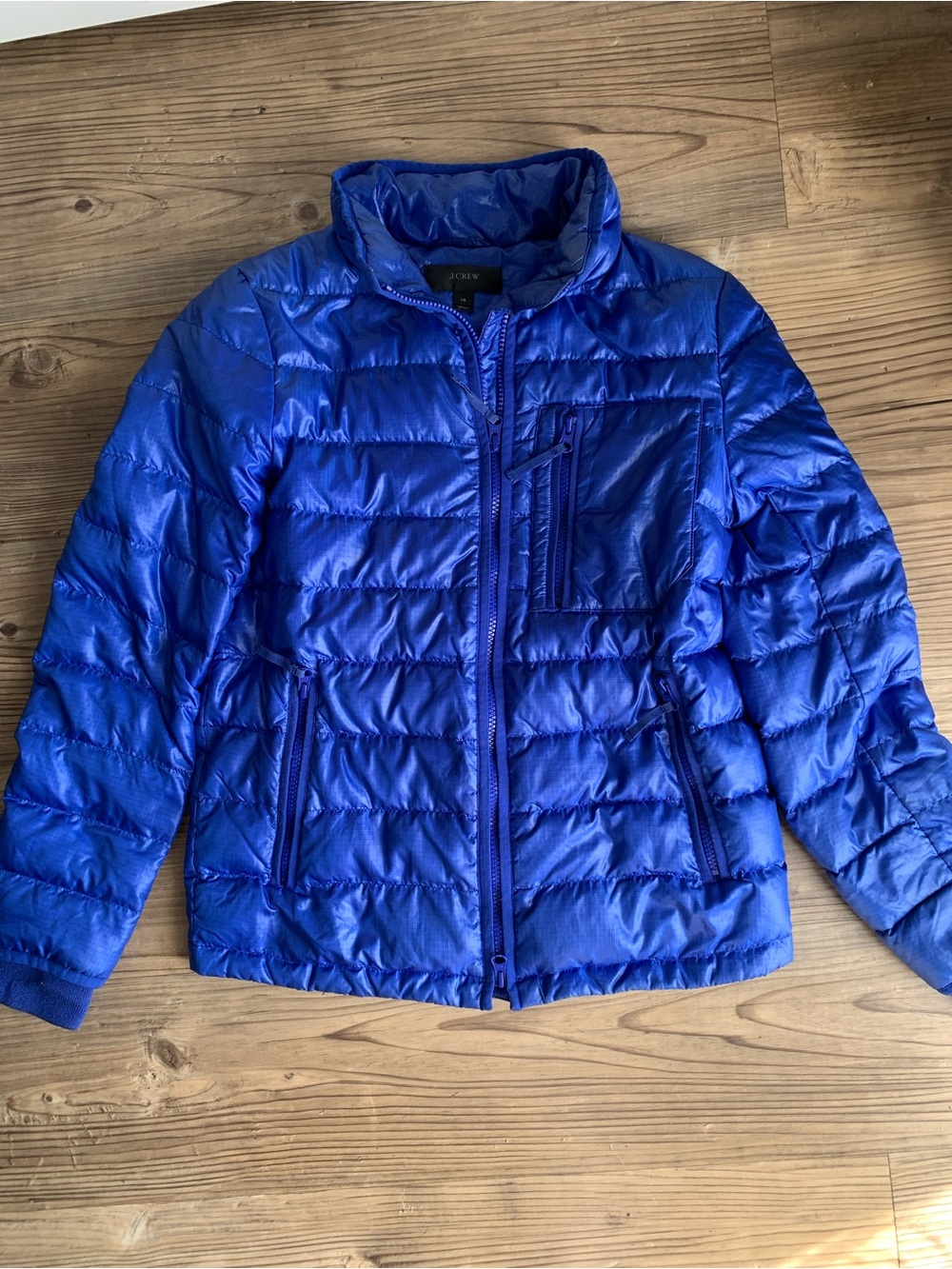 J Crew Jacket Womens XS Blue Down Puffer Lightweight Casual Insulated